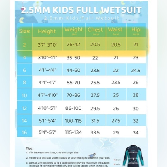 Kids Swim Wetsuit - Blue and Black - Picture 3 of 6